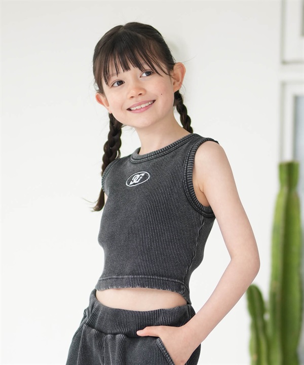 DC ディーシー タンクトップ キッズ ジュニア 子供 ワンポイント クロップド丈 ショート丈 26 KD TELECO SHORT SS YST262517M ムラサキスポーツ限定