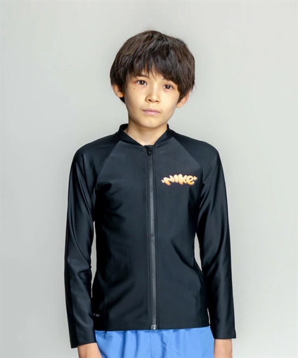 NIKE ナイキ 水着 ラッシュガード 長袖 ジップアップ キッズ ジュニア 子供 UVカット バブル ジップ ハイドロガード NESSG829