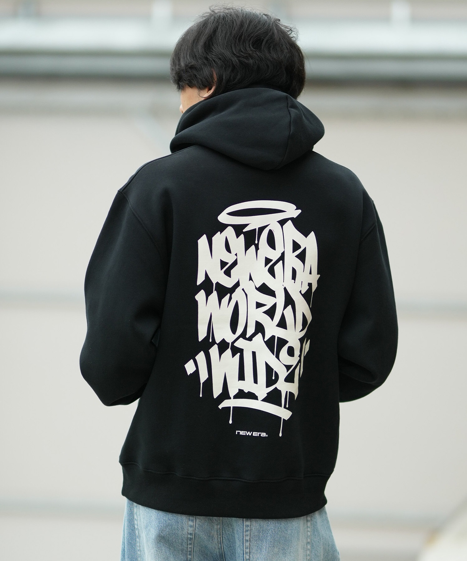 NEW ERA ニューエラ プルオーバー パーカー フーディー メンズ バックプリント OS SW POH TAGGING BLK 15129316