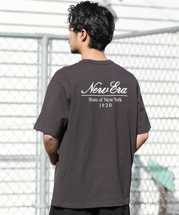 NEW ERA ニューエラ 半袖 Tシャツ メンズ バックプリント ウォッシュド コットン Classic Script Logo スミクロ 14856633