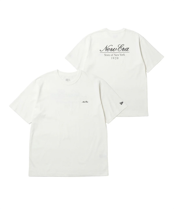 NEW ERA ニューエラ 半袖 Tシャツ メンズ バックプリント ウォッシュド コットン Classic Script Logo オフホワイト 14856635