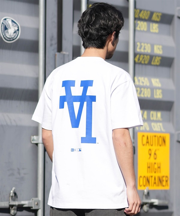 NEW ERA ニューエラ 半袖 Tシャツ メンズ バックプリント コットン Upside Down ロサンゼルス・ドジャース ホワイト 14856706
