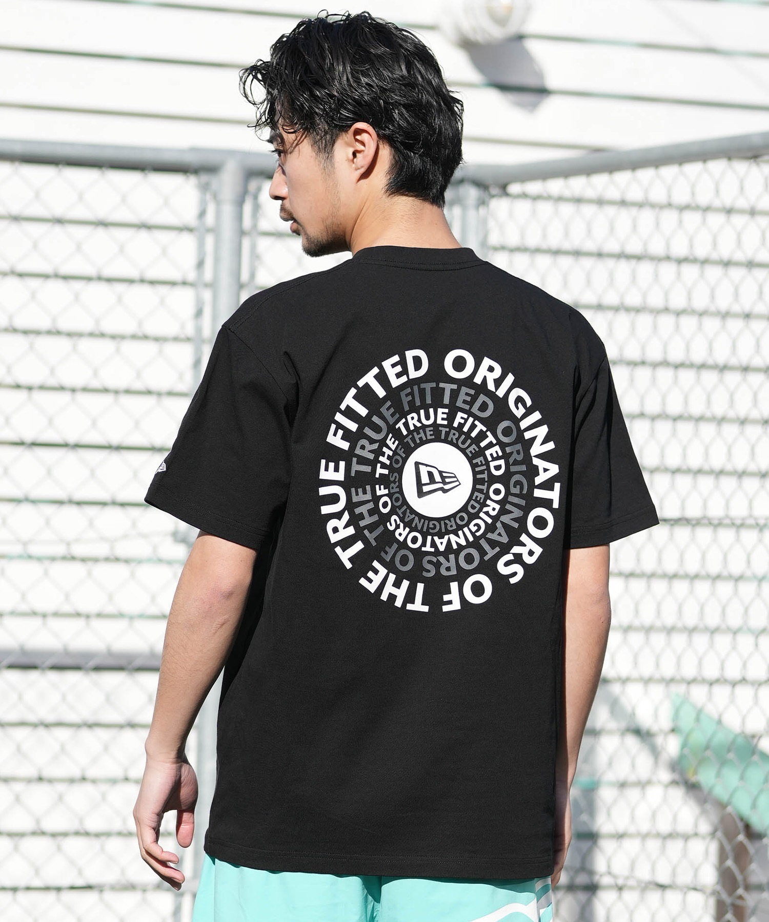 NEW ERA ニューエラ 半袖 Tシャツ メンズ バックプリント コットン
