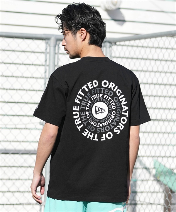 NEW ERA ニューエラ 半袖 Tシャツ メンズ バックプリント コットン Circle ロゴ ブラック 14856721