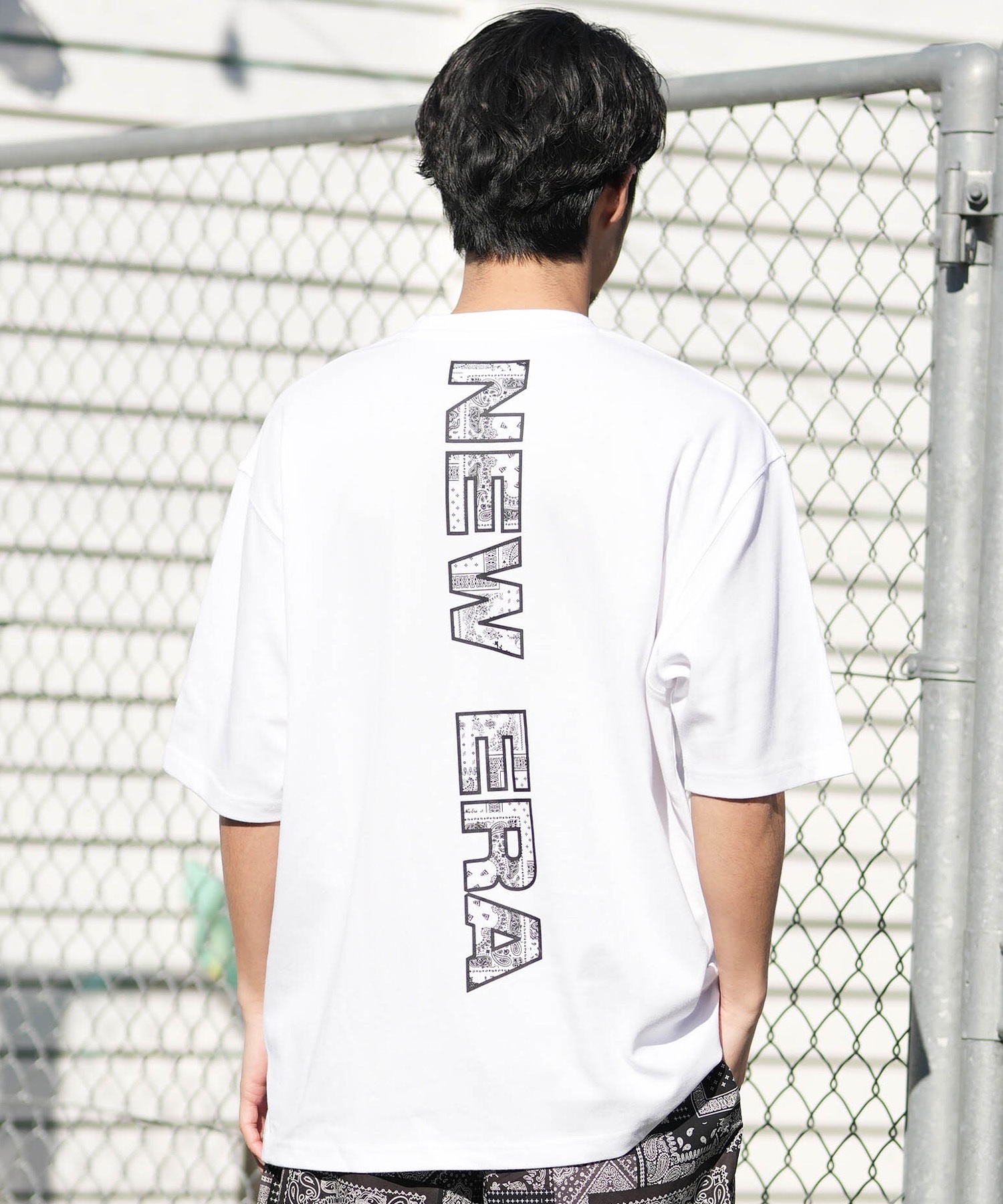ニューエラ　シャツ NEW ERA ニューエラ 半袖 Tシャツ メンズ バックプリント SS PF OS T