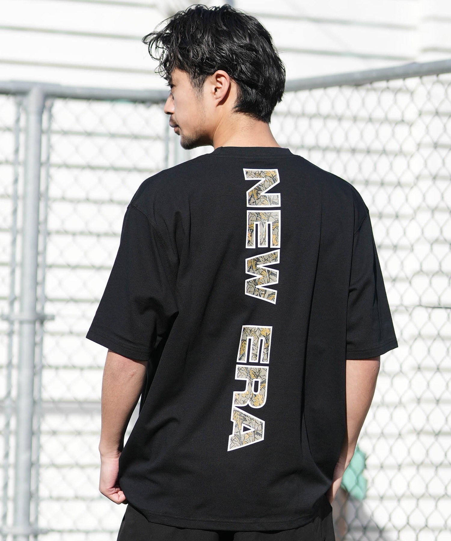 ニューエラ　シャツ NEW ERA ニューエラ 半袖 Tシャツ メンズ バックプリント SS PF OS T