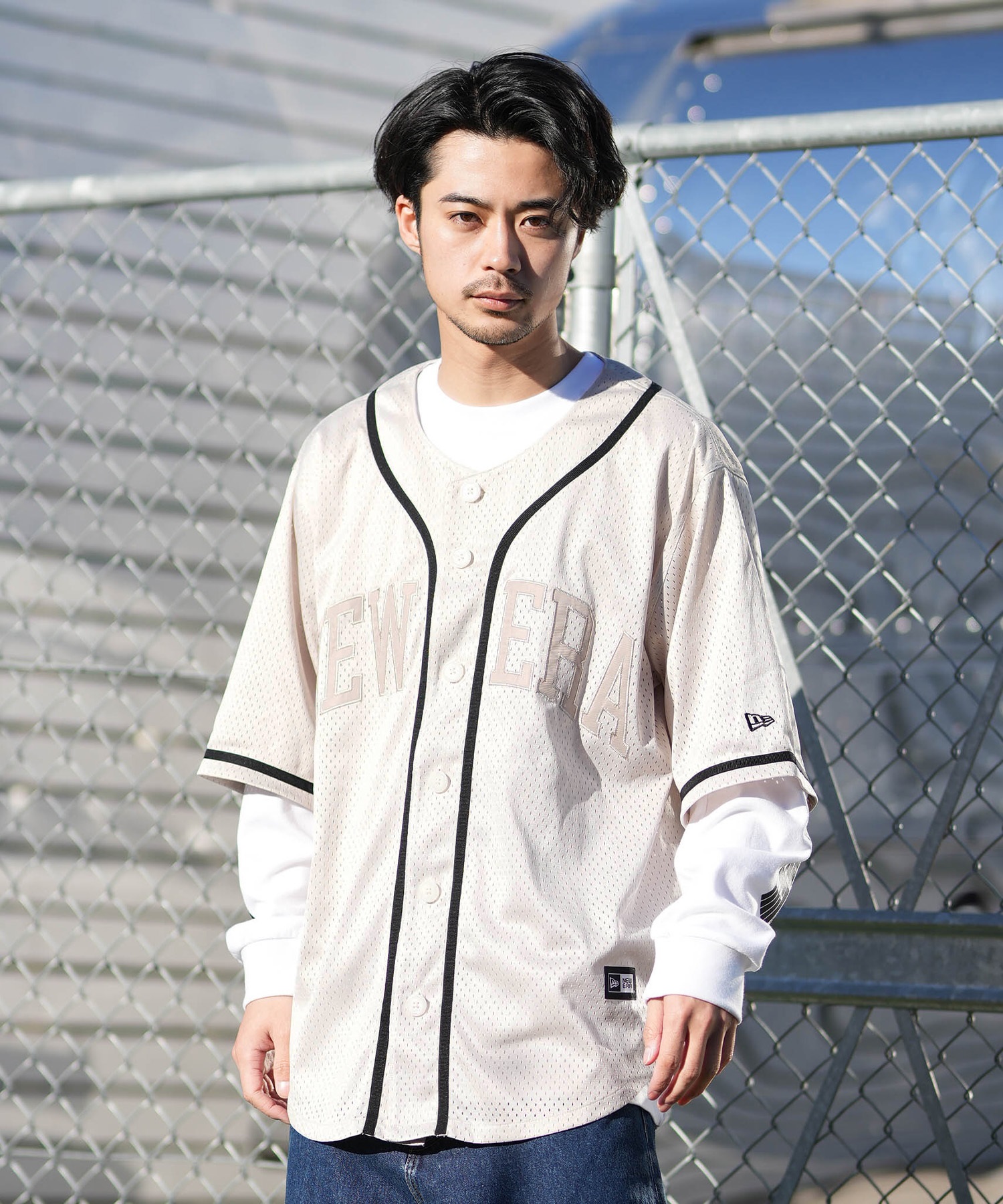NEW ERA ニューエラ 半袖 シャツ メンズ ベースボールシャツ MESH