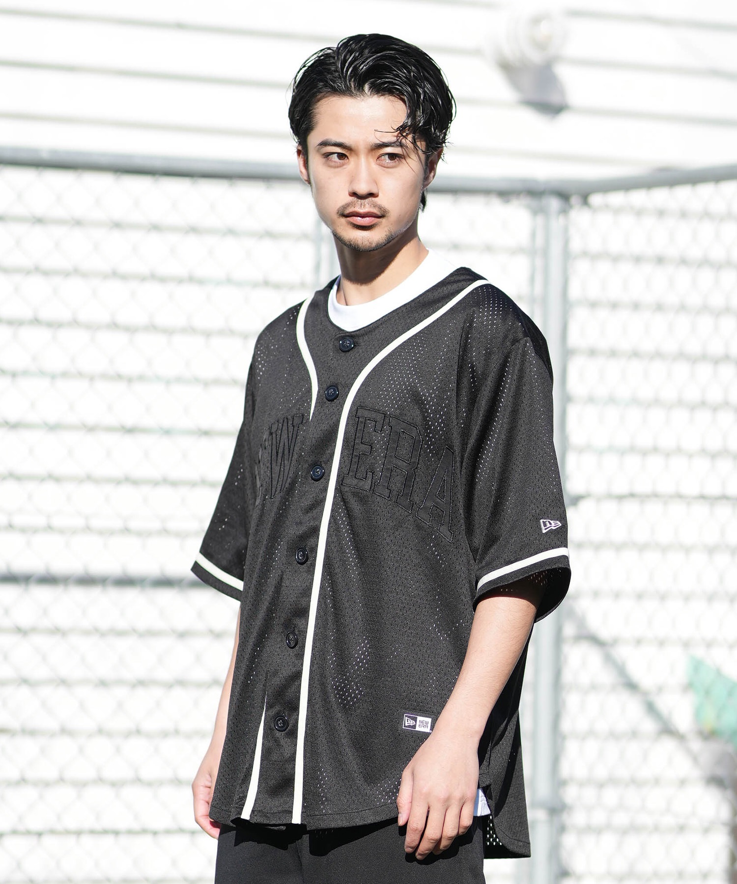JR東日本　野球部　ジャケット　半袖 NEW ERA ニューエラ 半袖 シャツ メンズ ベースボールシャツ MESH