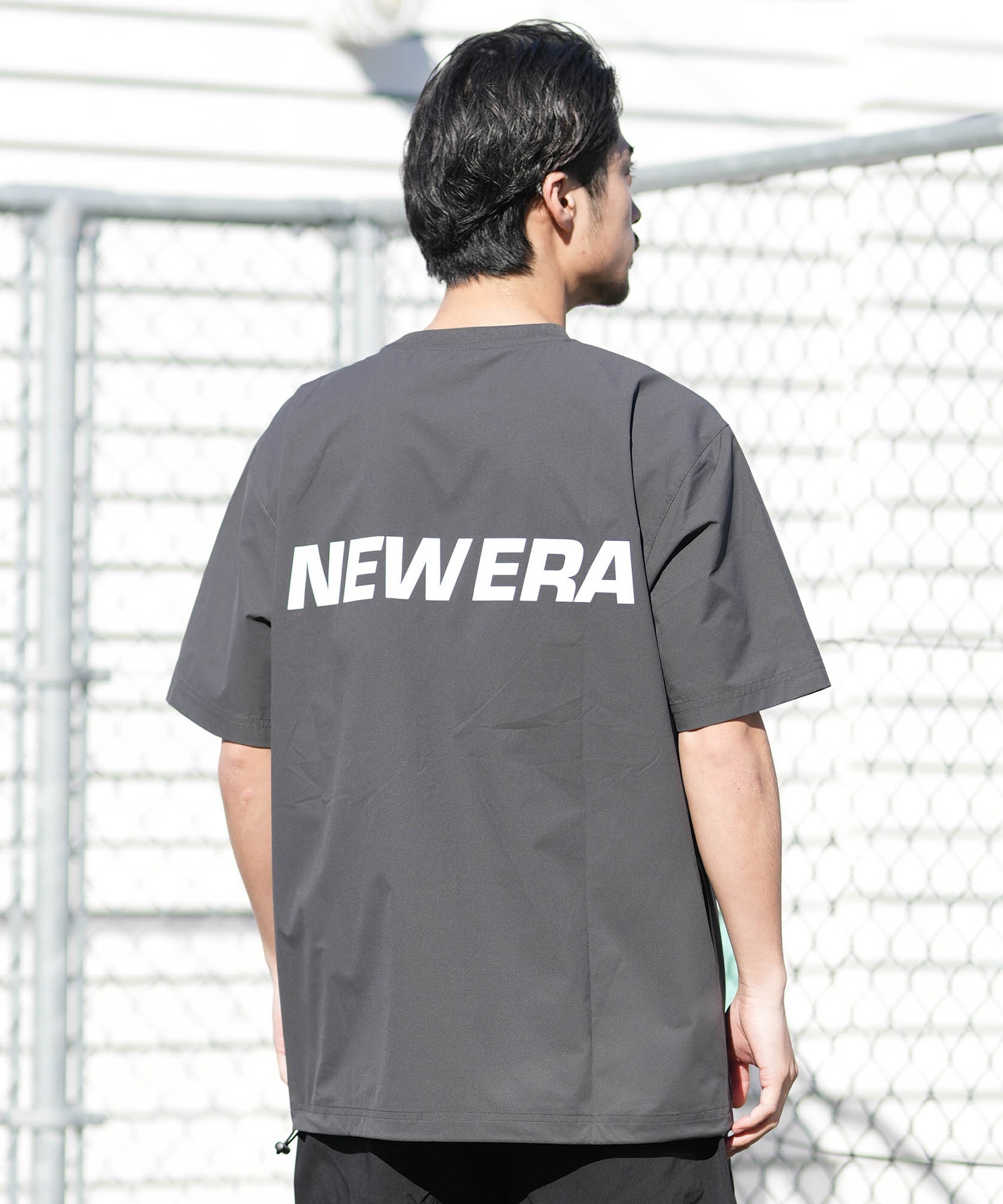 NEW ERA ニューエラ 水着 ラッシュガード 半袖 Tシャツ メンズ UVカット 撥水 ストレッチ 耐塩素 水陸両用 14774251(GRY-M)