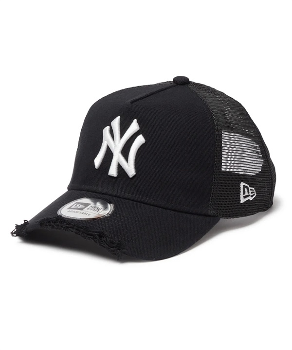 NEW ERA ニューエラ キャップ 9FORTY A-Frame トラッカー MLB Damaged Cap ニューヨーク・ヤンキース ブラック 14744899