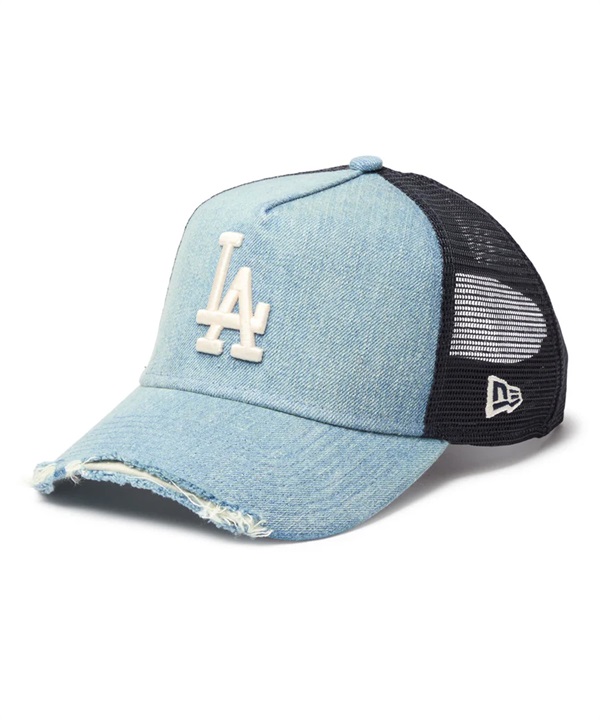 NEW ERA ニューエラ キャップ 9FORTY A-Frame トラッカー MLB Damaged Denim ロサンゼルス・ドジャース ウォッシュドデニム 14744918
