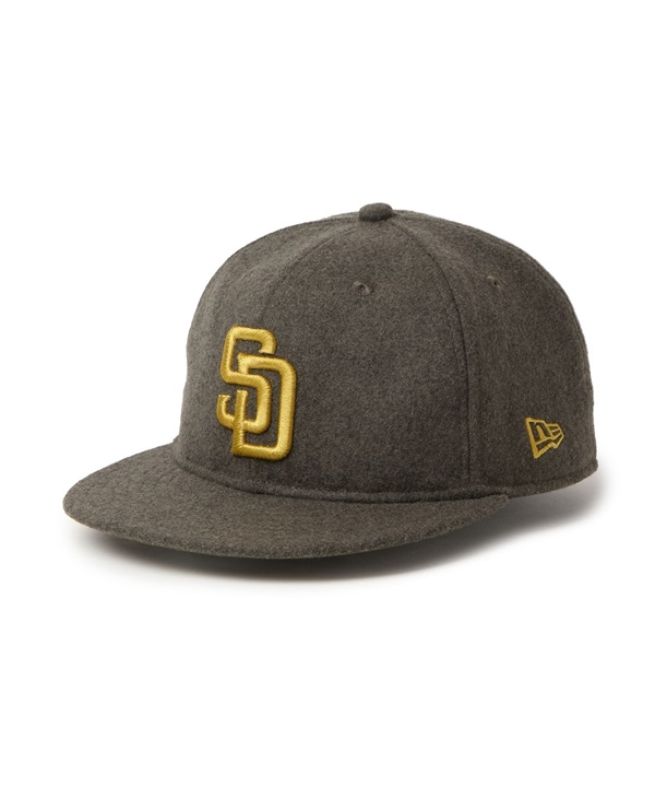 NEW ERA ニューエラ キャップ 9FIFTY レザーストラップ MLB Wool Melton サンディエゴ・パドレス カーキ 15136996
