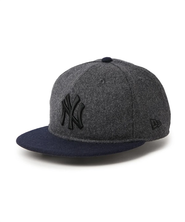 NEW ERA ニューエラ キャップ 9FIFTY レザーストラップ MLB Wool Melton ニューヨーク・ヤンキース グレー ネイビー 15136997