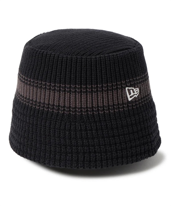 NEW ERA ニューエラ バケットハット バケハ ニットバケット Visor Sticker ストライプ ブラック 14744696