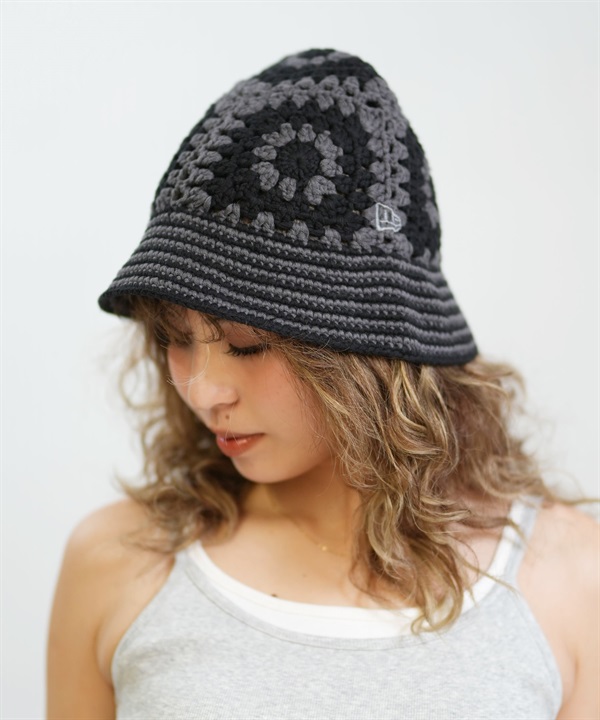 NEW ERA ニューエラ バケットハット バケハ クロシェ ニットバケット ダークグレー ブラック 14744710