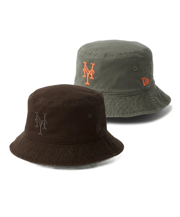 NEW ERA ニューエラ ハット バケット01 リバーシブル MLB Bucket Hat ニューヨーク・メッツ バーントウッド ニューオリーブ 14744771