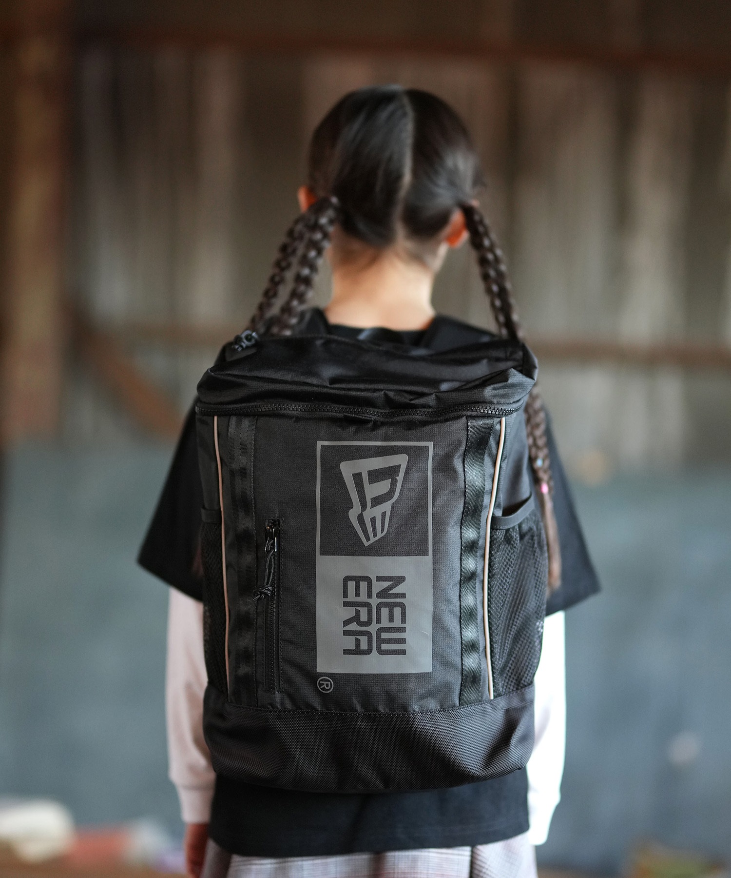 NEW ERA ニューエラ バックパック リュック キッズ ジュニア 子供 Youth ボックスパック 16L NEW ERAロゴ ブラック リフレクトシルバー 14750829(BLK-FREE)