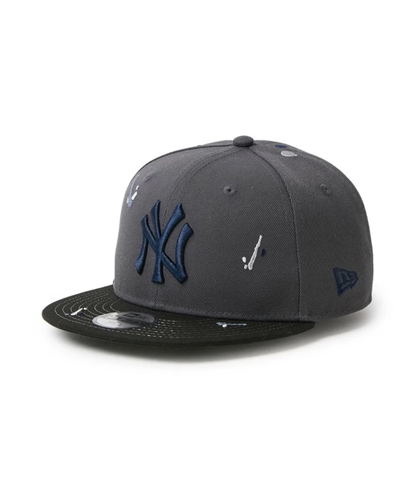 NEW ERA ニューエラ キャップ キッズ 子供 Youth 9FIFTY ニューヨーク・ヤンキース Splash Embroidery ダークグラファイト ブラック 15124950
