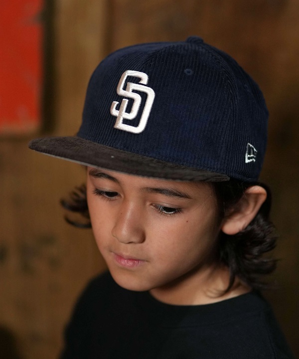 NEW ERA ニューエラ キャップ キッズ 子供 Youth 9FIFTY Corduroy コーデュロイ サンディエゴ・パドレス ネイビー ダークブラウン 15124948