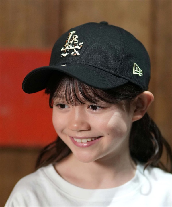 NEW ERA ニューエラ キャップ キッズ 子供 Youth 9FORTY レオパードロゴ ロサンゼルス・ドジャース ブラック 15228643 ムラサキスポーツ限定