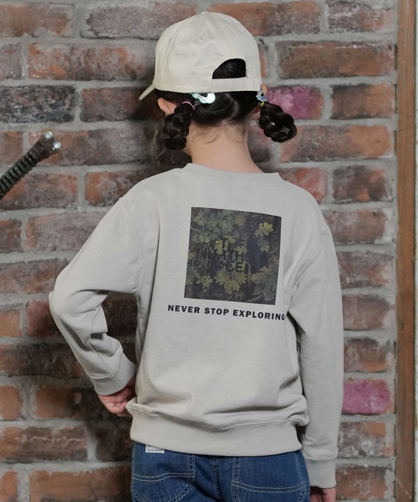 THE NORTH FACE ザ・ノース・フェイス トレーナー スウェット キッズ 子供 ロゴ バックプリント 裏毛 防汚加工 スウェットロゴクルー NTJ62637