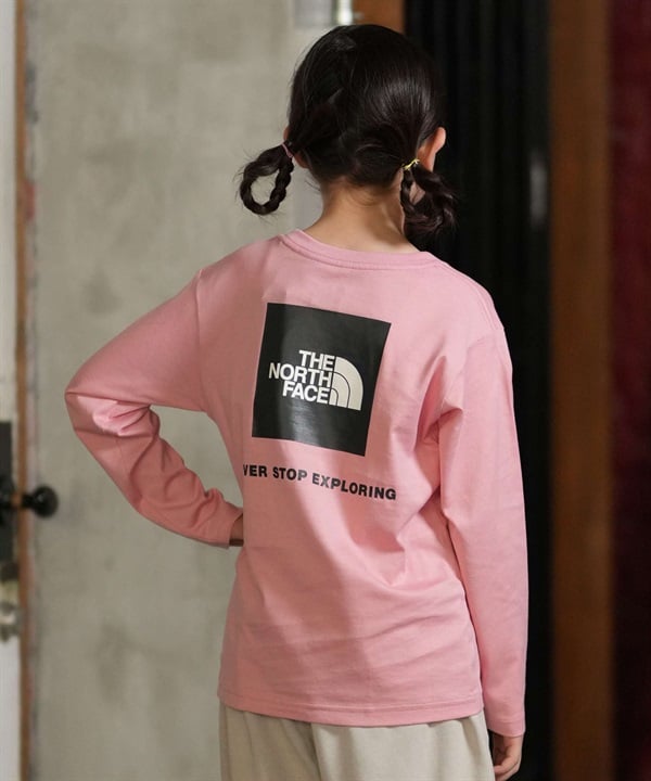 THE NORTH FACE ザ・ノース・フェイス 長袖 Tシャツ ロンT キッズ 子供 スクエアロゴ バックプリント ロングスリーブバックスクエアロゴティー NTJ82640
