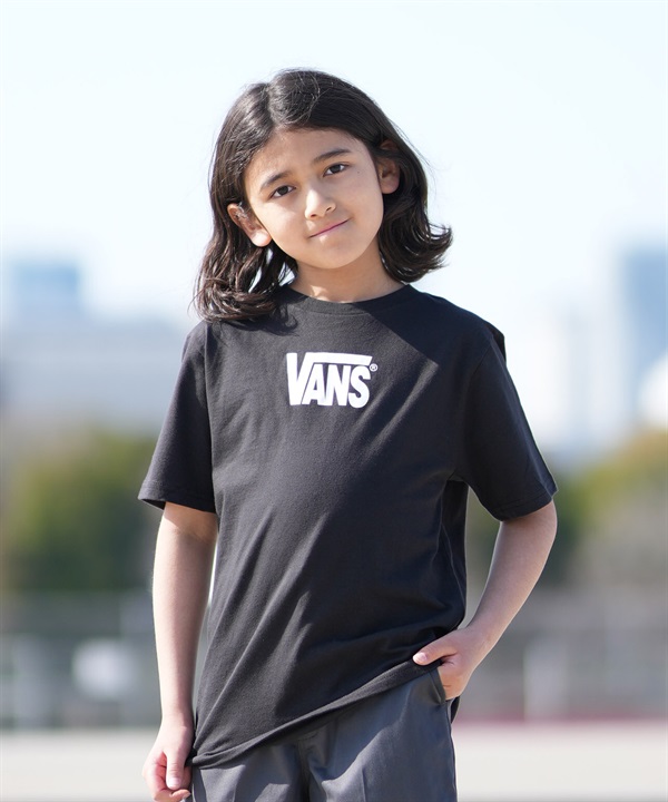 VANS バンズ 半袖 Tシャツ キッズ ジュニア 子供 ドロップVロゴ VN000T4VBLK
