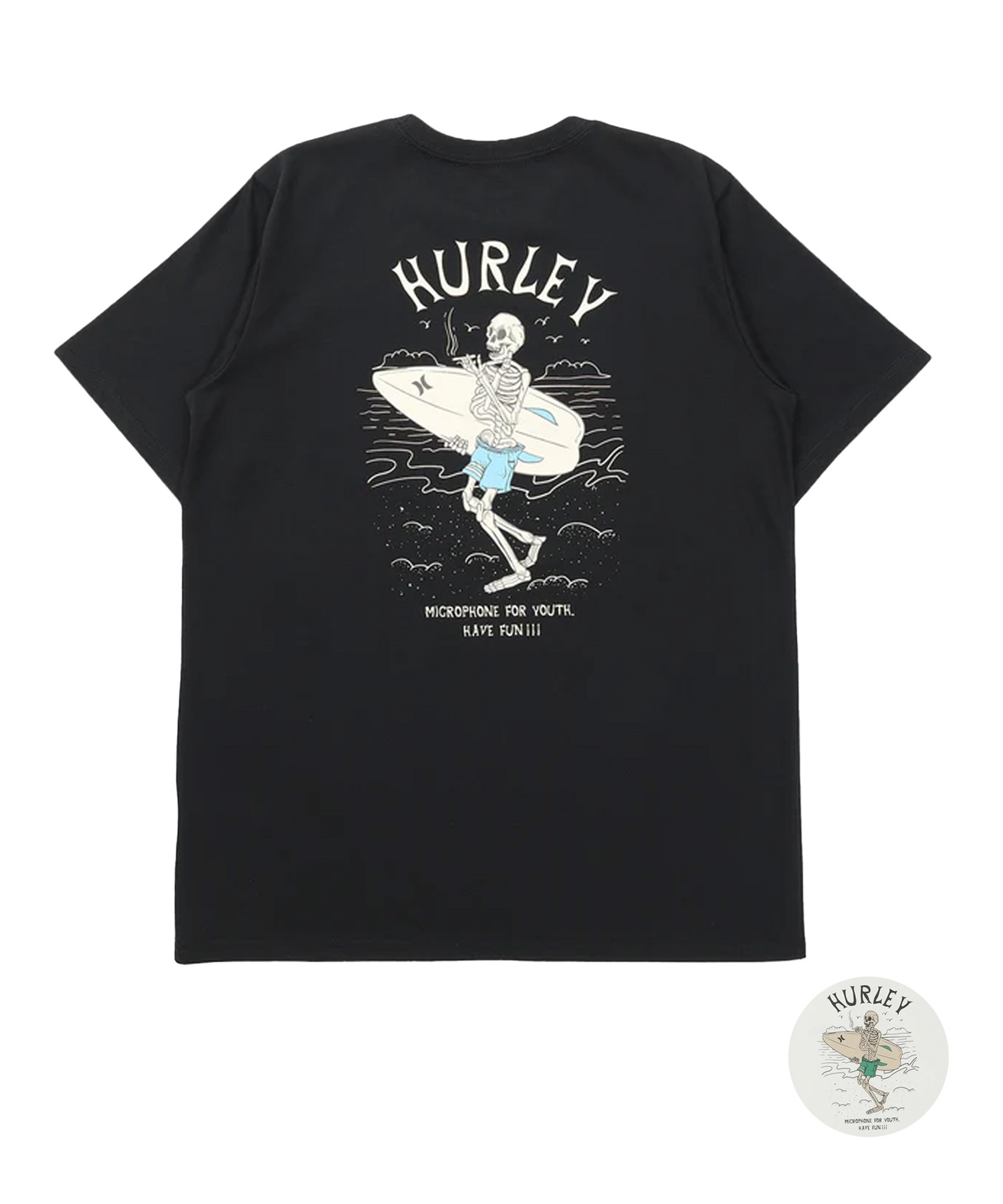 Hurley ハーレー 半袖 Tシャツ メンズ バックプリント SKULL SURFER SS