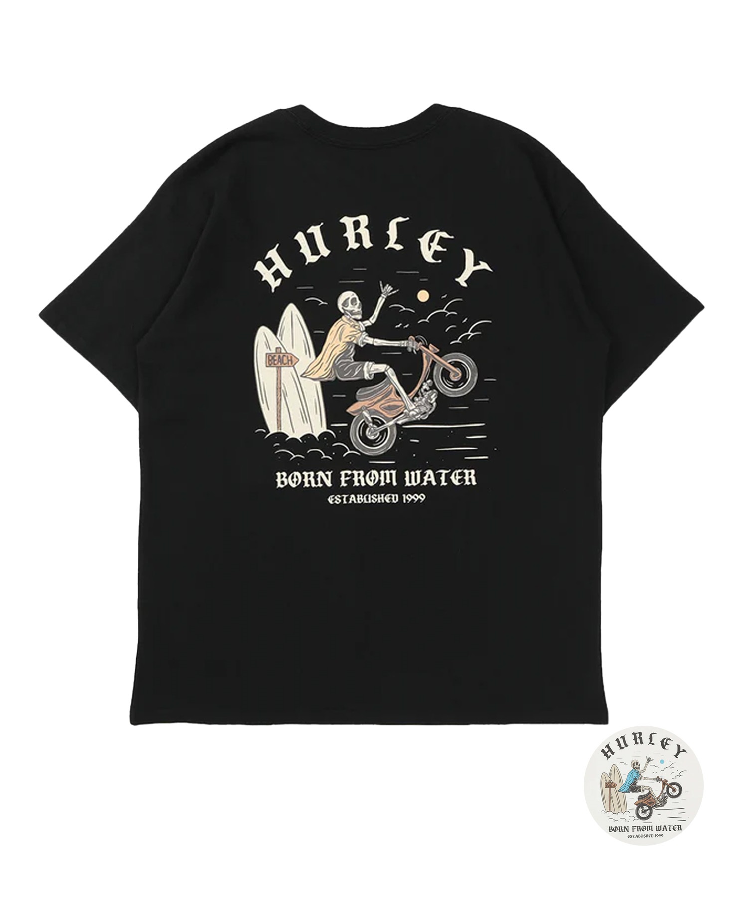 と*と様 STUSSY ハーレーマン バイク ワークシャツ 半袖　ハーレー Hurley ハーレー 半袖 Tシャツ メンズ バックプリント WHEELIE OVRSZD