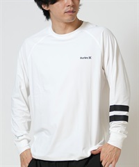Hurley ハーレー 水着 ラッシュガード 長袖 Tシャツ ロンT メンズ UVカット ストレッチ 疎水性 抗菌防臭 水陸両用 MALS26106P(WHT-M)