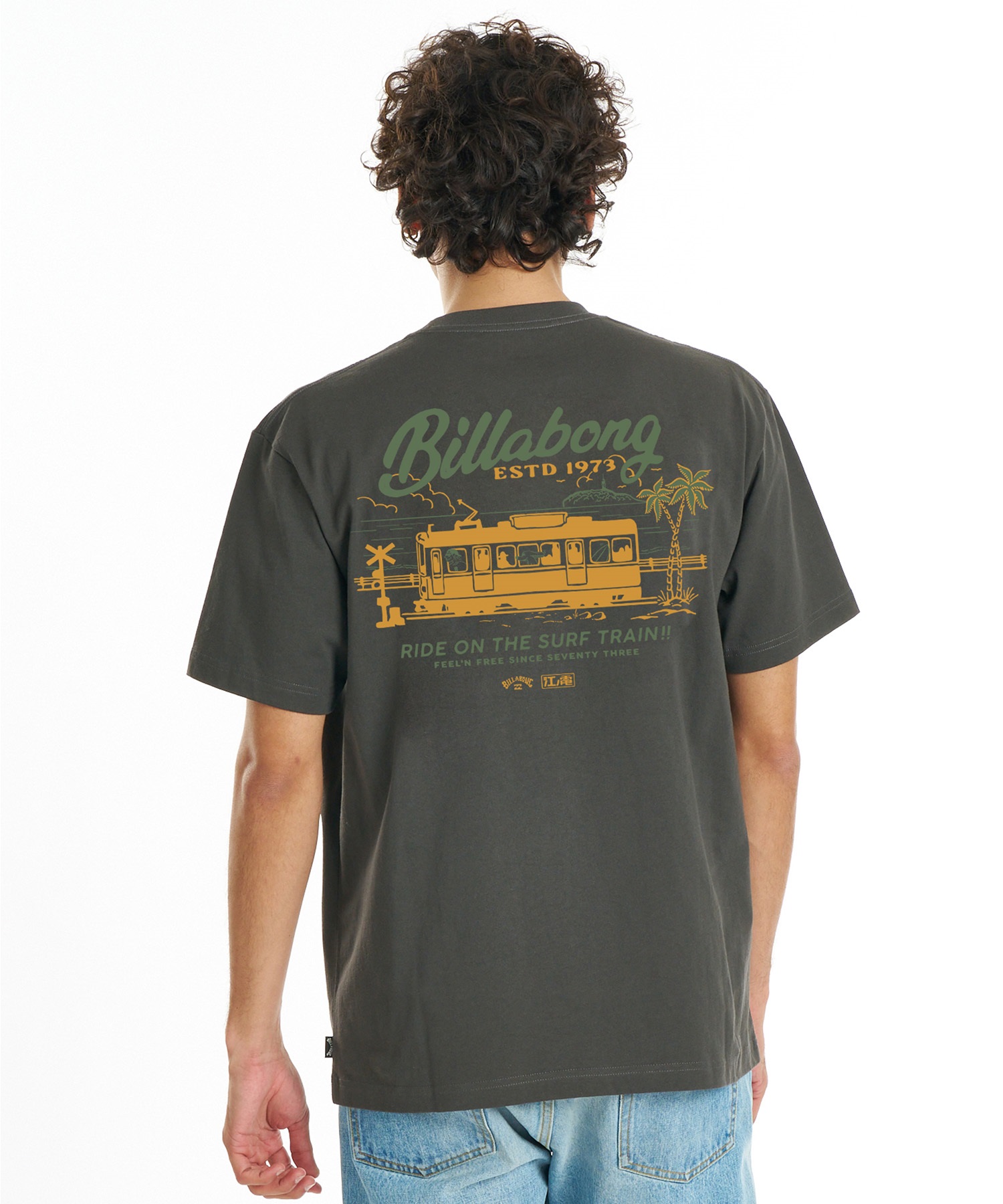 BILLABONG ビラボン × 江ノ電 コラボ 半袖 Tシャツ メンズ ロゴ バックプリント BG012214(WAA-M)
