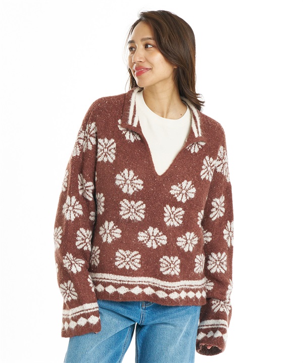 BILLABONG ビラボン ニット セーター レディース 花柄 襟付き EARLY DAYS SWEATER BG014632