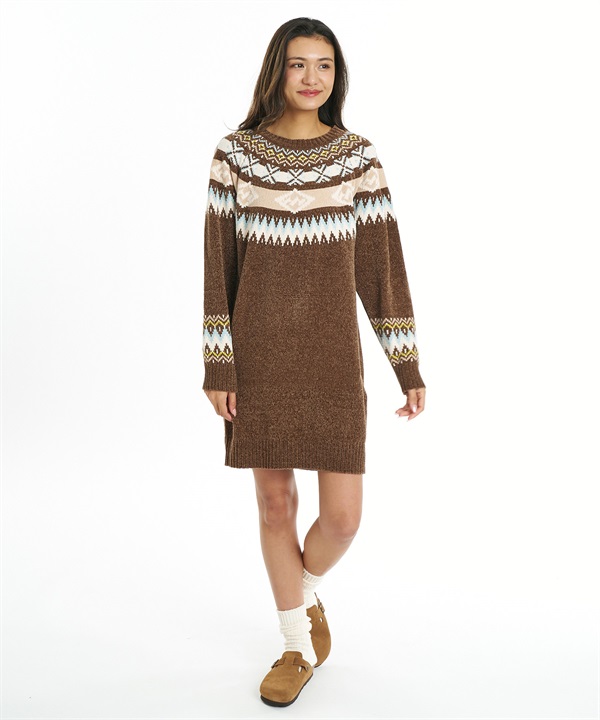 BILLABONG ビラボン ワンピース レディース アイル柄 SWEATER ONEPIECE BG014353
