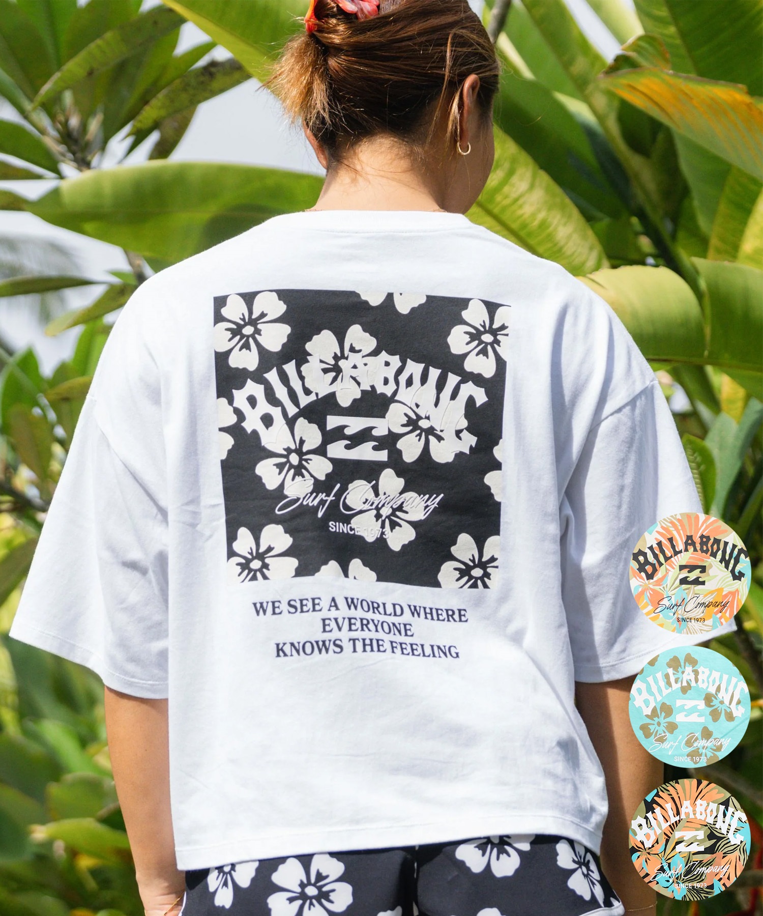 BILLABONG ビラボン 半袖 Tシャツ レディース SQUARE LOGO LOOSE CROPPED BG013205(BLM-M)