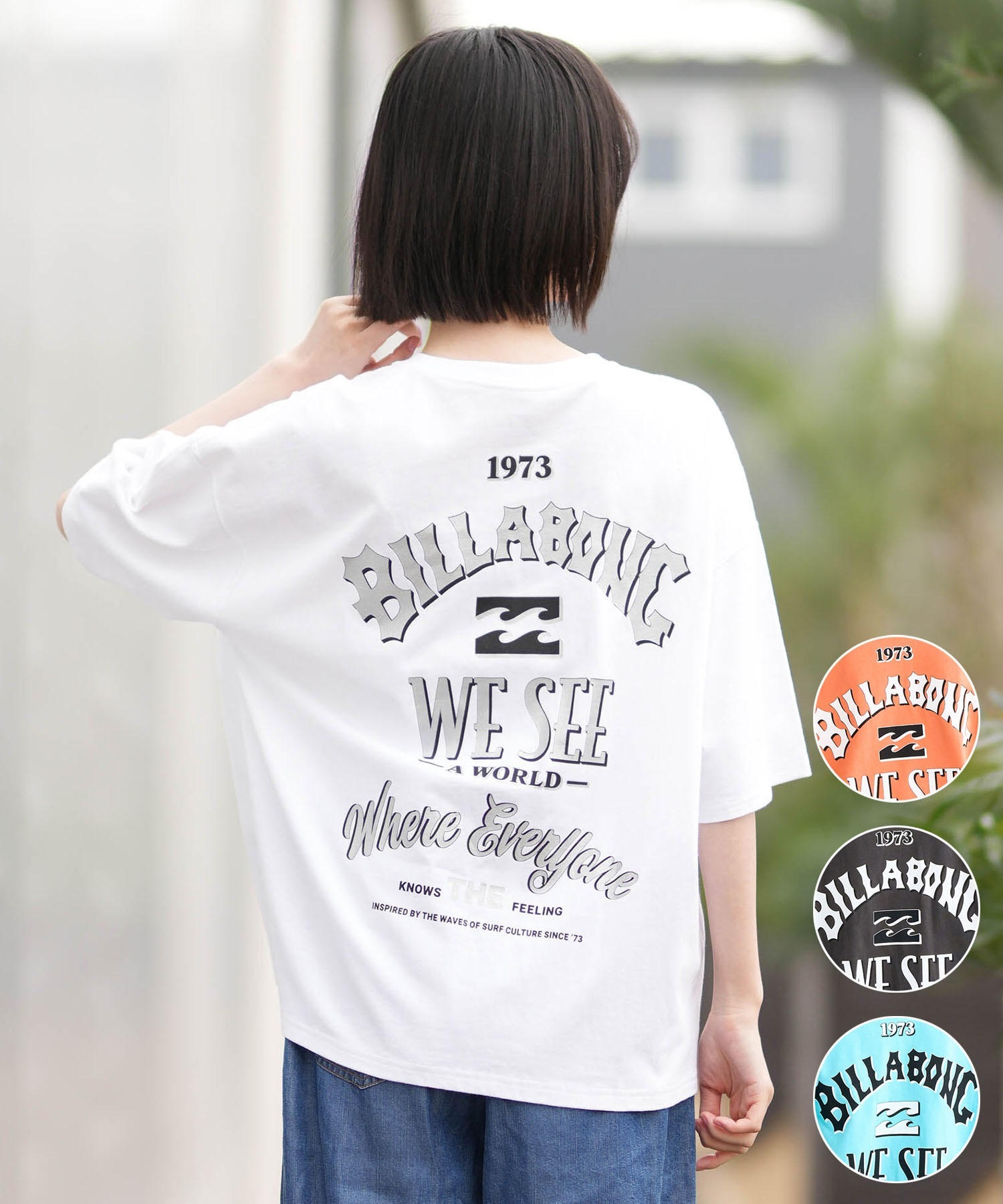 BILLABONG ビラボン 半袖 Tシャツ レディース バックプリント MESSAGE ARCH MEDIUM LOOSE BG013211(OCS-M)