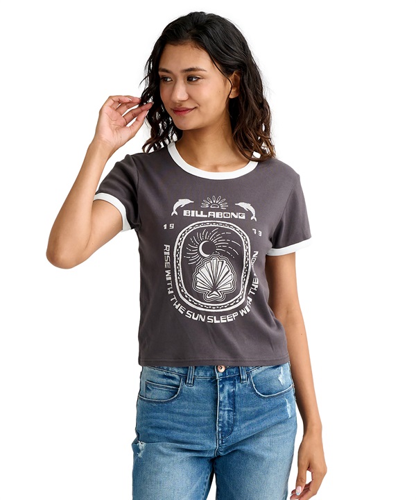 BILLABONG ビラボン 半袖 Tシャツ レディース リンガーシャツ ショート丈 BG013217