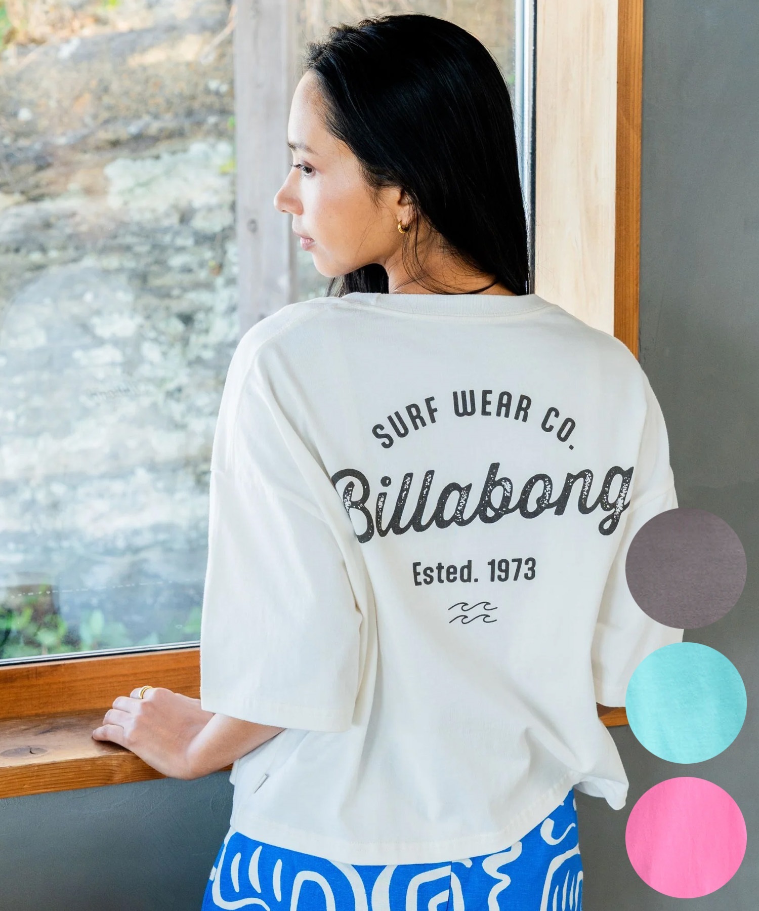 BILLABONG ビラボン 半袖 Tシャツ レディース ARCH ROUGH LOGO CROP T