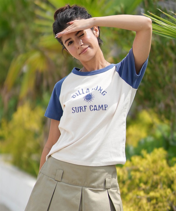 BILLABONG ビラボン 半袖 Tシャツ レディース SURF CAMP SS RAGLAN TEE BG014U07 ムラサキスポーツ限定