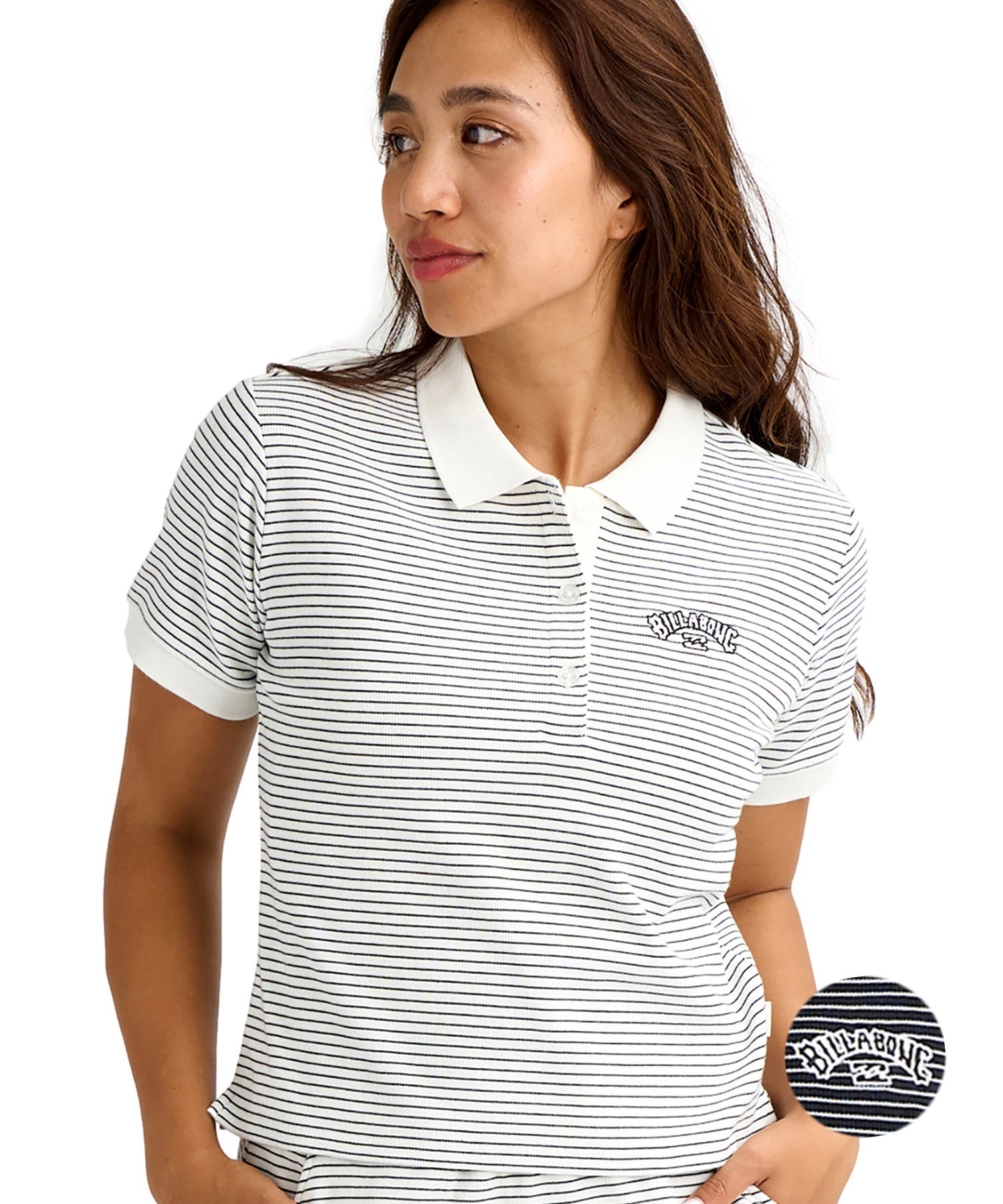 BILLABONG ビラボン 半袖 シャツ レディース ロゴ STRIPED RIB POLO SHIRT BG013301(SCS-M)