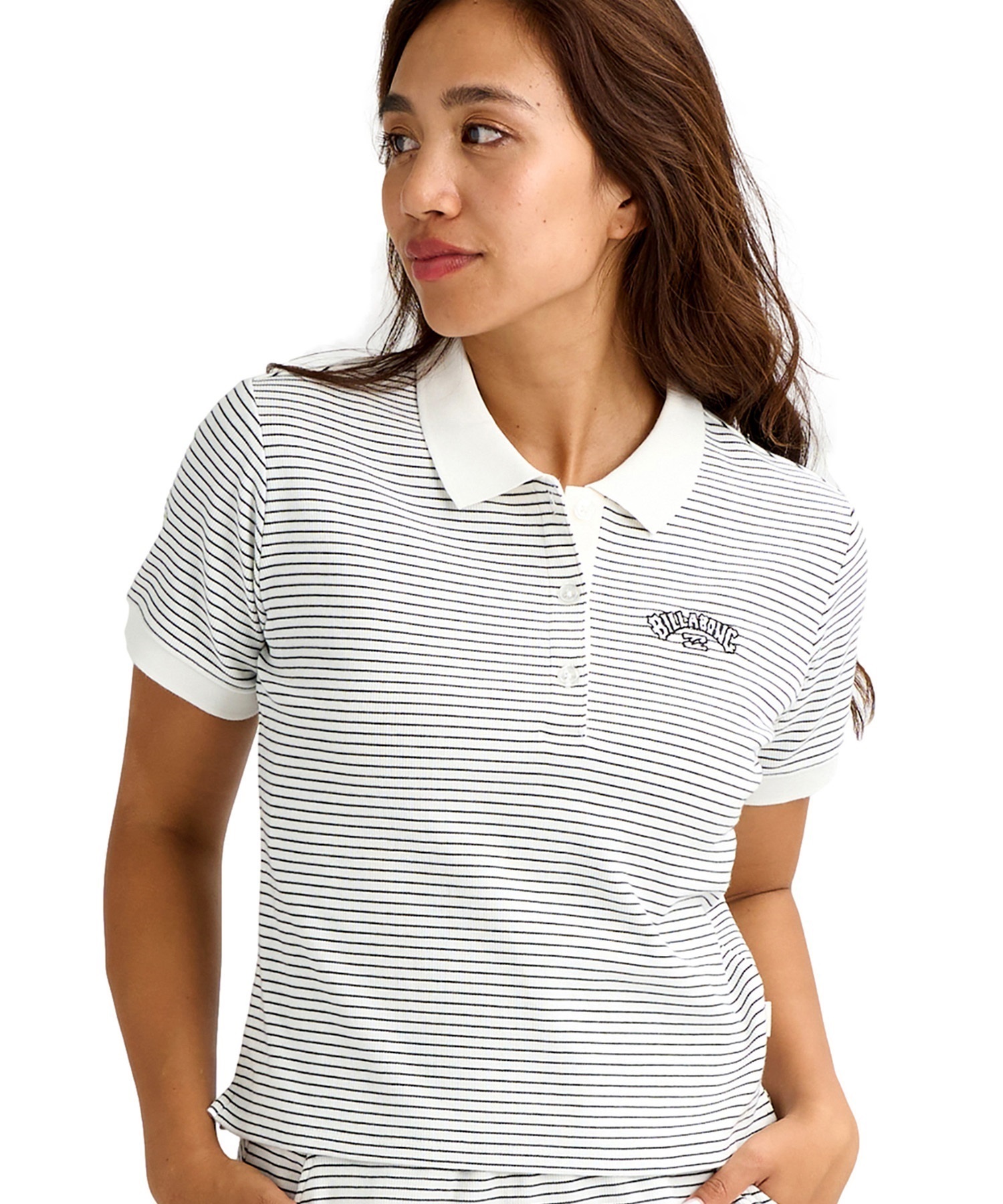 BILLABONG ビラボン 半袖 シャツ レディース ロゴ STRIPED RIB POLO SHIRT BG013301(SCS-M)