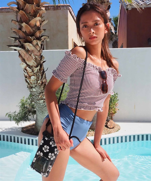 BILLABONG ビラボン 水着 ビキニ レディース オフショルダー ギンガムチェック UTILITY CHECK TEE BG013807