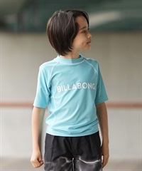BILLABONG ビラボン 水着 ラッシュガード 半袖 Tシャツ キッズ ジュニア 子供 BOYS RASHGUARD LOGO S S BG015850(BLU-130cm)