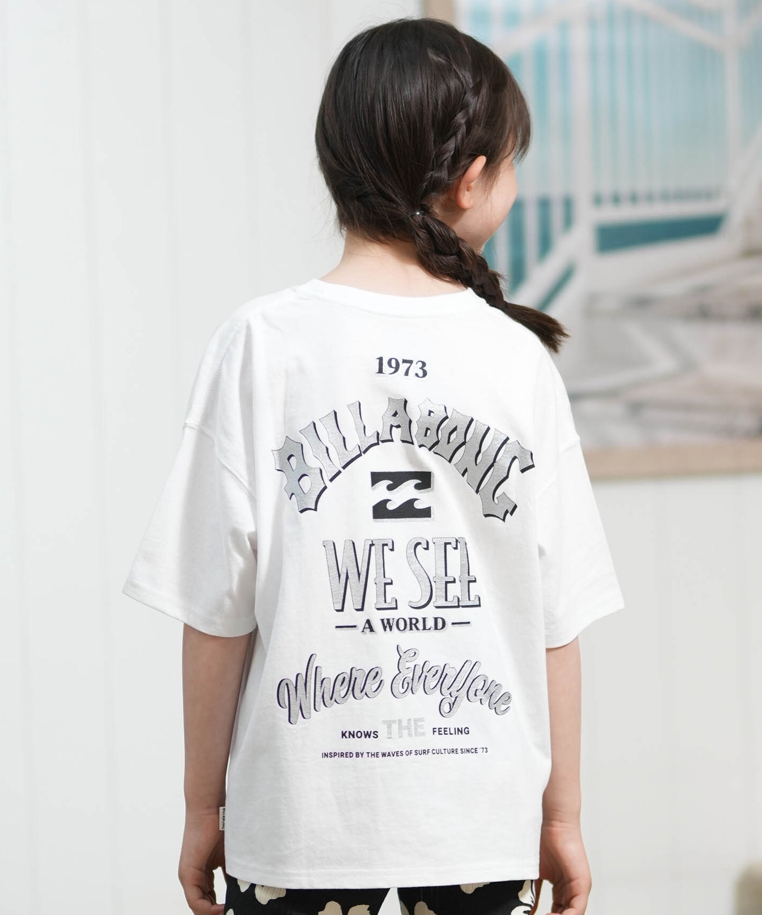 BILLABONG ビラボン 半袖 Tシャツ キッズ ジュニア 子供 バックプリント MESSAGE ARCH BG015251(WHT-130cm)