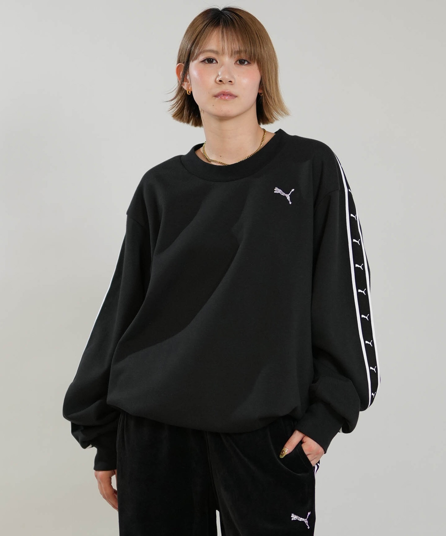 ゴルフィッカーズ　黒　トレーナー　サイズM PUMA プーマ トレーナー スウェット レディース クルーネック CREW