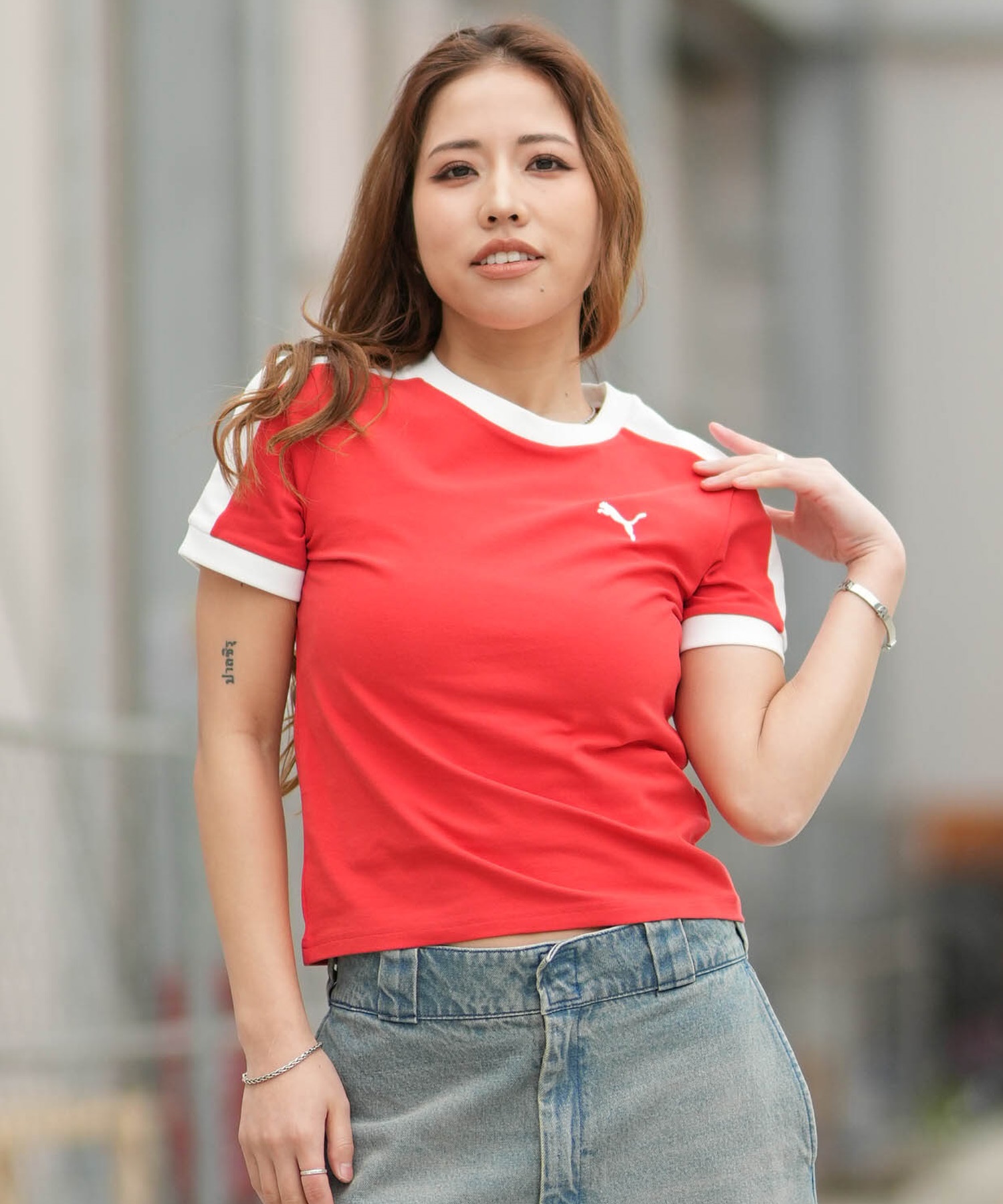 PUMA プーマ 半袖 Tシャツ レディース ショート丈 T7 スリム 633952