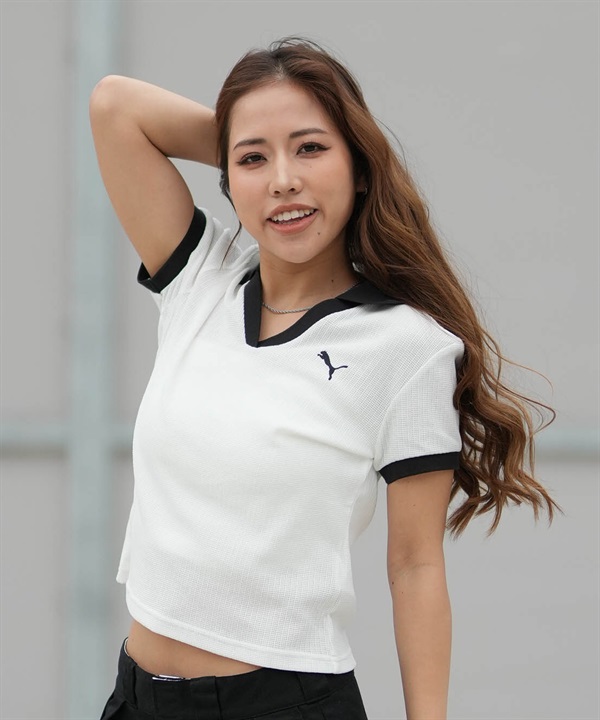 PUMA プーマ 半袖 Tシャツ レディース シンプル WARDROBE ESS ポロシャツ 636874