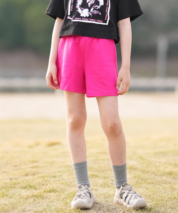 PUMA プーマ ハーフパンツ ショートパンツ キッズ ジュニア 子供 ESS プーマ ロゴ ハイウェスト ショートPT TR G 694245