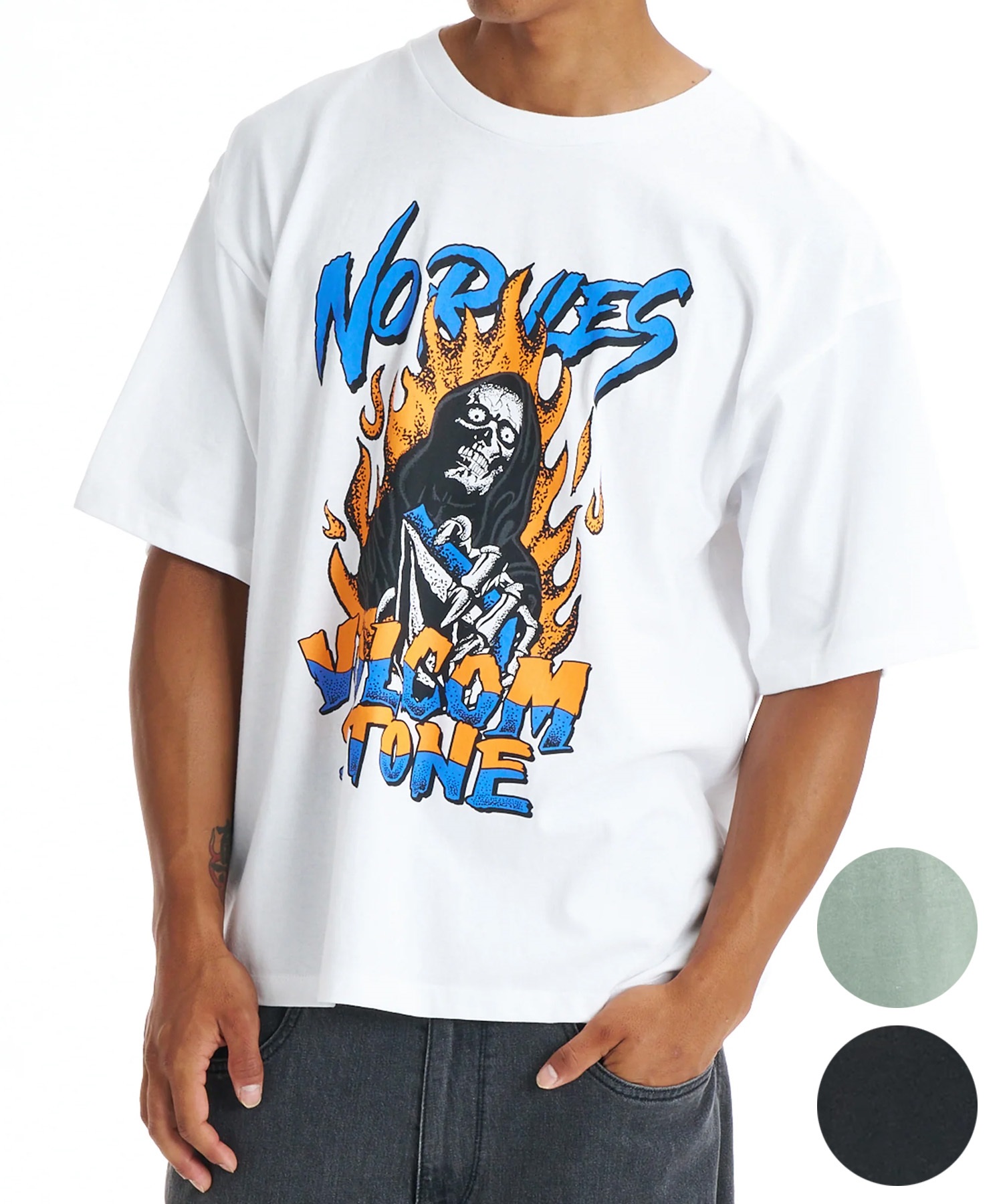 VOLCOM ボルコム 半袖 Tシャツ メンズ BURNING SKULL Tシャツ