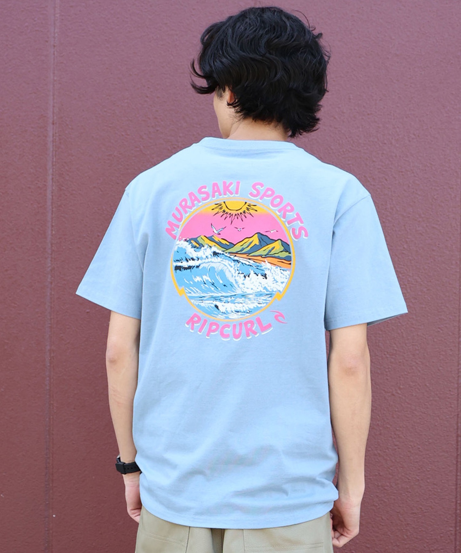 MURASAKI ムラサキ × RIPCURL リップカール コラボレーション 半袖 Tシャツ メンズ M RCM6S-2101 ムラサキスポーツ限定(BGRAY-M)