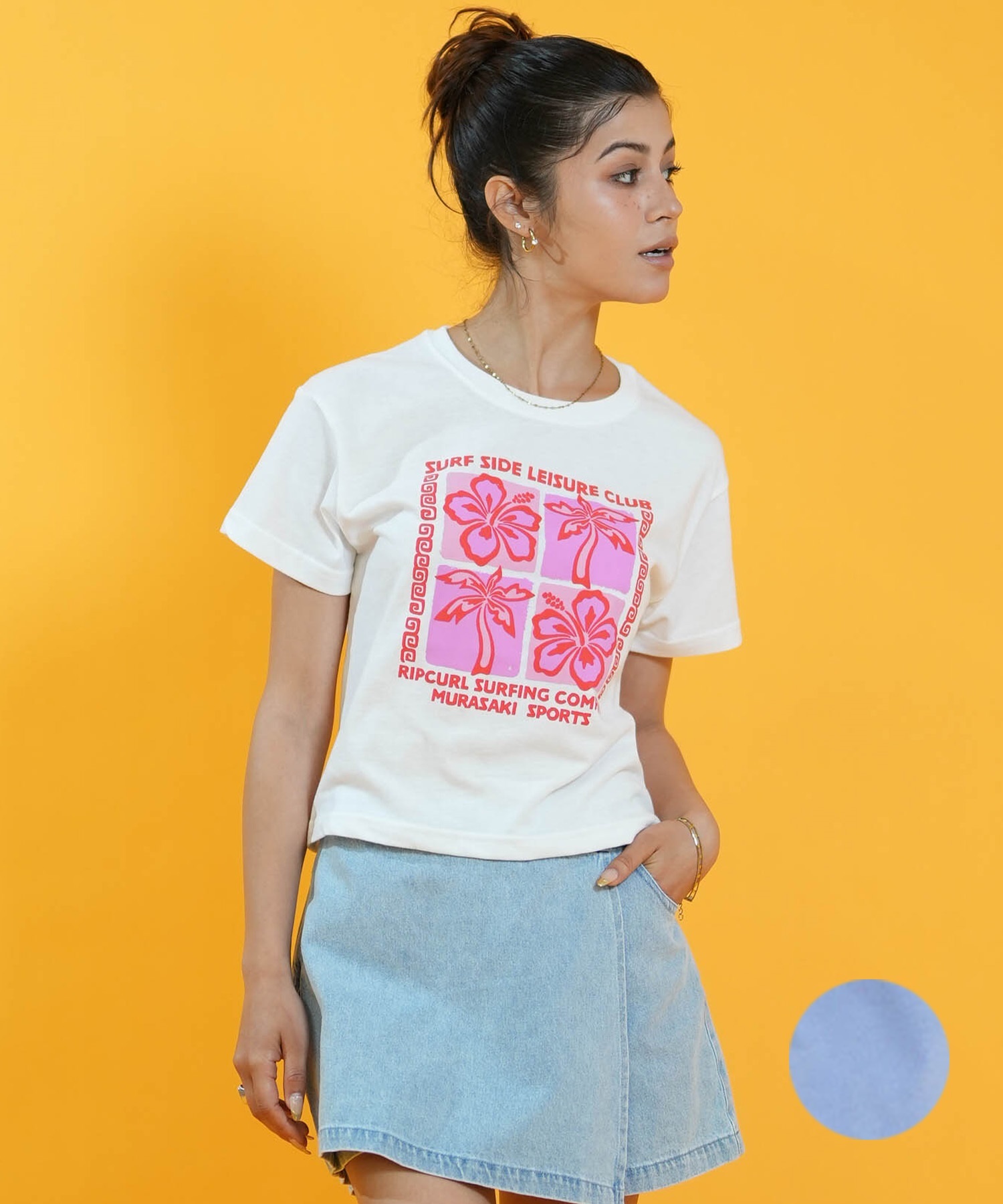 ラブプルカラー 36本 MURASAKI ムラサキ × RIPCURL リップカール 半袖 Tシャツ レディース